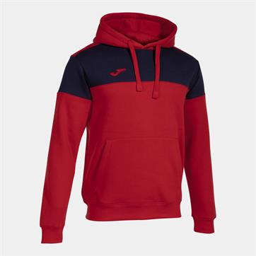 Joma Crew V Cotton Hooded Sweatshirt - Red/Navy