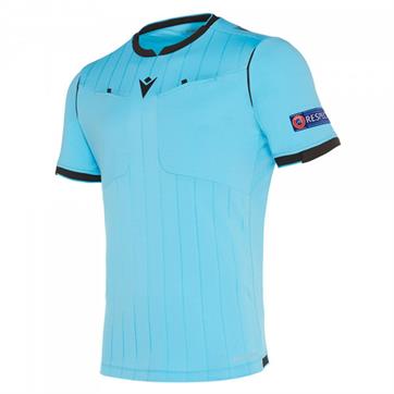 Macron Eklind Referee Short Sleeve Shirt - Neon sky blue/black