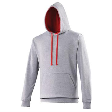 Contrast Two Colour AWD Hoodie - Grey / Fire Red