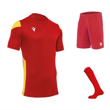 Macron Polis Short Sleeve Full Kit Set - Red/Yellow