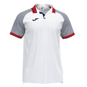 Joma Essential II Polo Shirt **Last Year Of Supply** - White/Dark Navy/Red