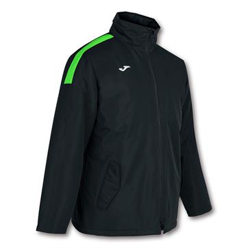 Joma Trivor Bench Rain Jacket (Fleece Lined) - Black/Fluo Green