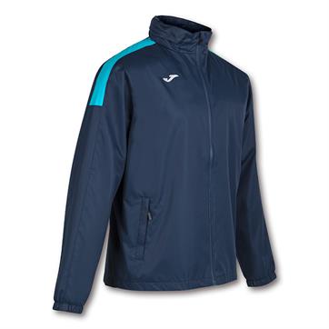 Joma Trivor Mesh Lined Rain Jacket (Premium Quality) - Navy/Fluo Turquoise