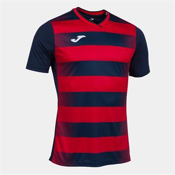 Joma Europa V Short Sleeve Shirt - Navy/Red