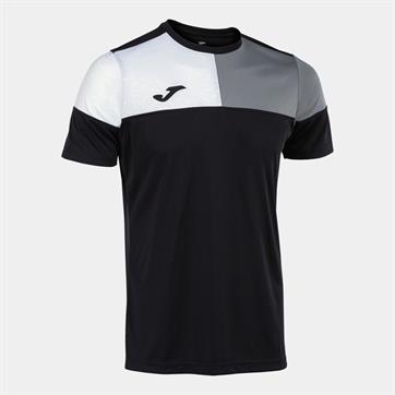 Joma Crew V Short Sleeve Shirt - Black/White/Grey