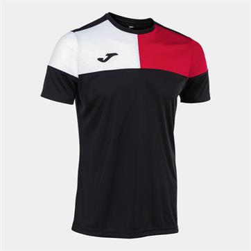Joma Crew V Short Sleeve Shirt - Black/White/Red