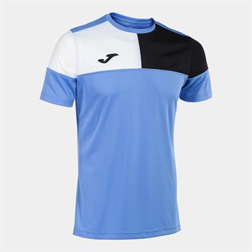 Joma Crew V Short Sleeve Shirt - Blue/Black/White