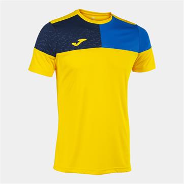 Joma Crew V Short Sleeve Shirt - Yellow/Royal/Navy