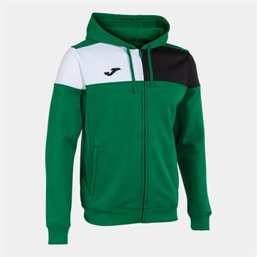 Joma Crew V Full Zip Hooded Jacket - Green/Black/White