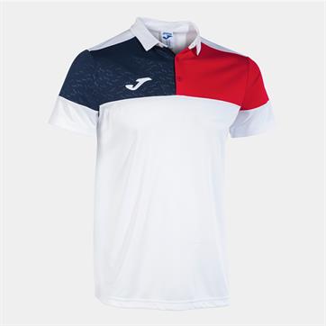 Joma Crew V Polo Shirt - White/Navy/Red