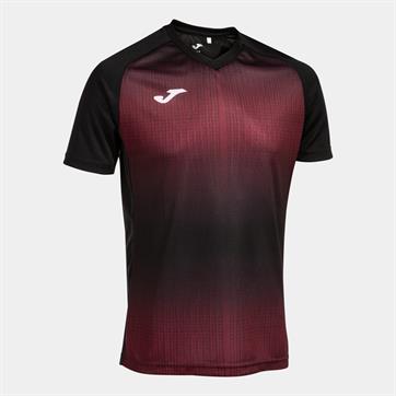 Joma Tiger V Short Sleeve Shirt - Black/Burgundy
