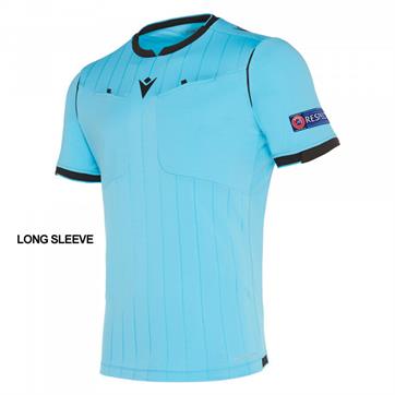 Macron Eklind Referee Long Sleeve Shirt - Neon sky blue/black