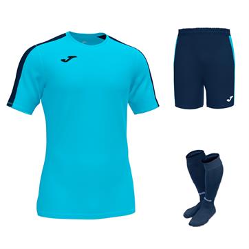 Joma Academy III Full Kit Bundle of 10 (Short Sleeve) - Fluo Turquoise/Dark Navy