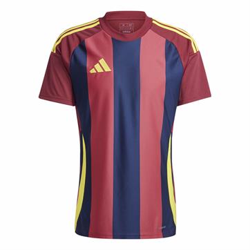 Adidas Striped 24 Short Sleeve Shirt - Navy/Burgundy/Yellow