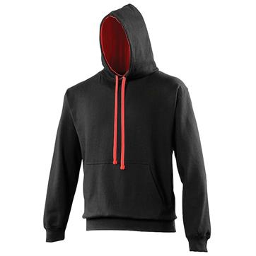 Contrast Two Colour AWD Hoodie - Jet Black / Fire Red