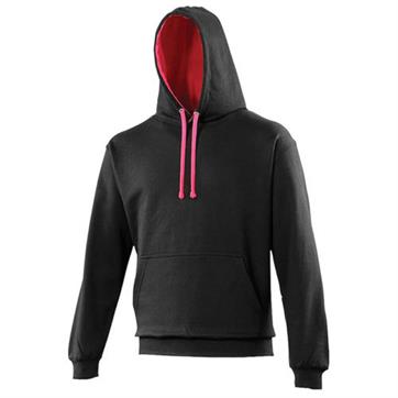 Contrast Two Colour AWD Hoodie - Jet Black / Hot Pink