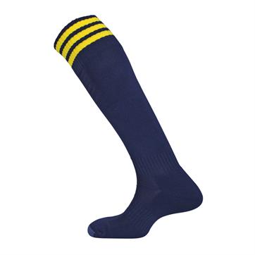 Mitre Mercury 3 Stripe / Band Socks - Navy / Yellow