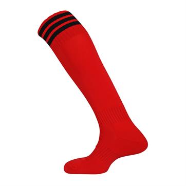 Mitre Mercury 3 Stripe / Band Socks - Scarlet / Black