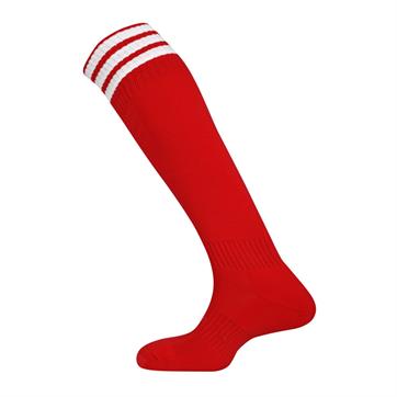 Mitre Mercury 3 Stripe / Band Socks - Scarlet / White