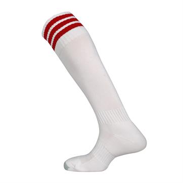 Mitre Mercury 3 Stripe / Band Socks - White / Scarlet