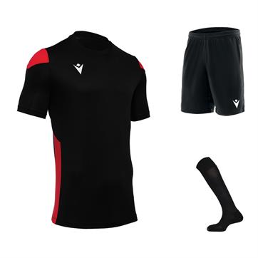 Macron Polis Short Sleeve Full Kit Set - Black/Red