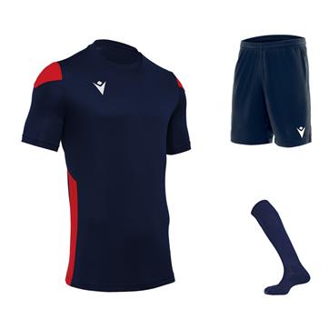 Macron Polis Short Sleeve Full Kit Set - Navy/Red