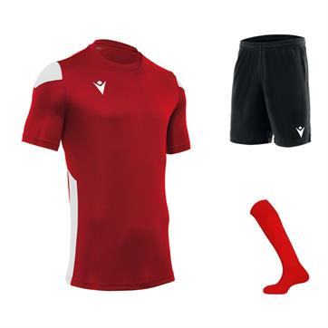 Macron Polis Short Sleeve Full Kit Set - Red/Black