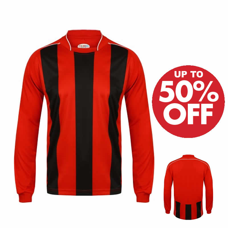 ProTeam Broad Stripe Football Shirts Red/Black Euro Soccer Company