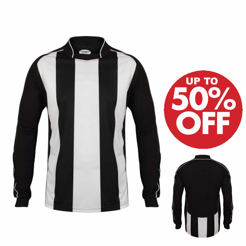 ProTeam Broad Stripe Football Shirts Black/White Euro Soccer Company