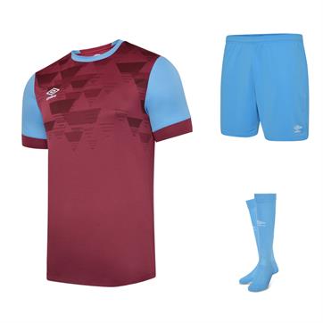 Umbro Vier Full Kit Bundle Of 10 (Short Sleeve) - Claret/Sky Blue