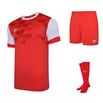 Umbro Vier Short Sleeve Full Kit Set - Red/White
