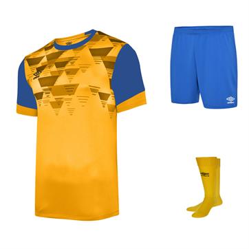 Umbro Vier Short Sleeve Full Kit Set - Yellow/Royal