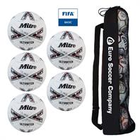 Tube of 5 Mitre Ultimatch Evo 2024 FIFA Basic Hyperseal Match Football (3,4,5)