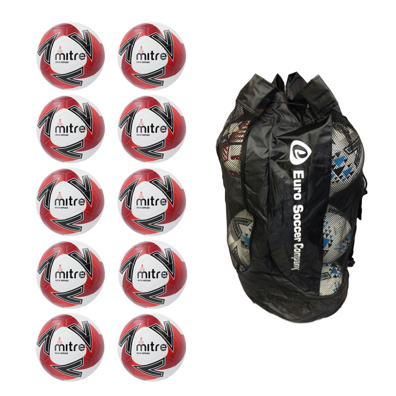 Ball Sack of 10 Mitre Delta Replica FA Cup Footballs (Sizes 4,5)