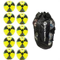 Ball Sack of 10 iPro Sonic High Performance FLUO Training Football (Sizes 3,4,5)