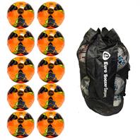 Ball Sack of 10 iPro Sonic High Performance FLUO Orange Training Football - (Sizes 3,4,5)