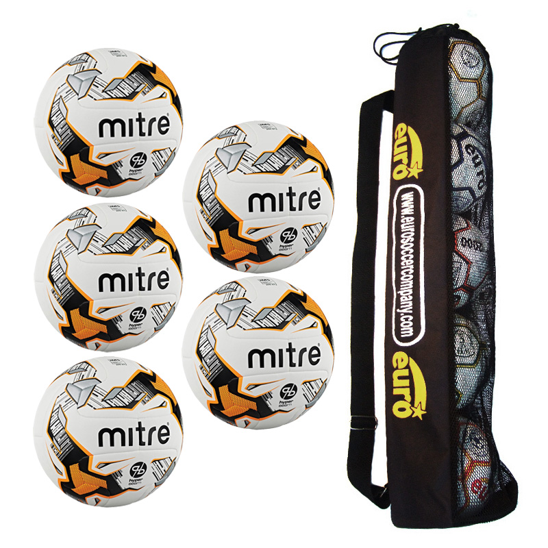 Tube of 5 Mitre Ultimatch Hyperseam Match Footballs (Sizes 4)