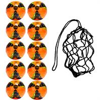 Net of 10 iPro Sonic High Performance FLUO Orange Training Football (Sizes 3,4,5)