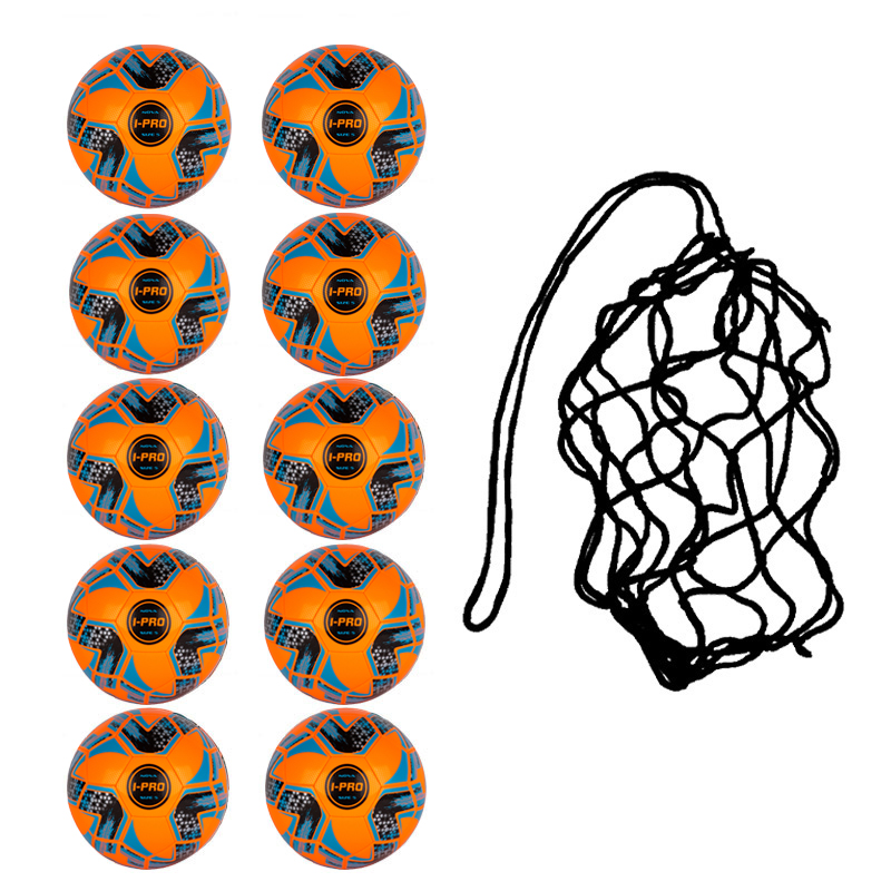 Net of 10 iPro Nova Training Footballs with High Performance Coating (Orange)