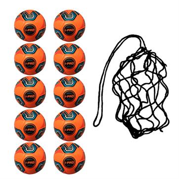Net of 10 iPro Nova Training Footballs with High Performance Coating (Orange)