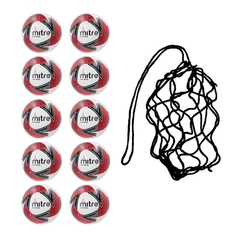 Net of 10 Mitre Delta Replica FA Cup Training Balls (Sizes 4,5)