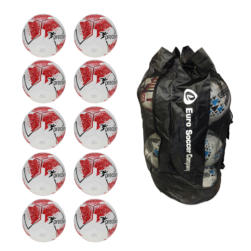 Precision Training Fusion Football 10 Ball Training Pack and Breathable Ball Bag 