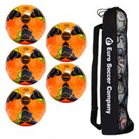 Tube of 5 iPro Sonic High Performance  FLUO Orange Training Football - (Sizes 3,4,5)