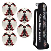 Tube of 5 iPro Sonic High Performance Training Football - White/Red (Sizes 3,4,5)