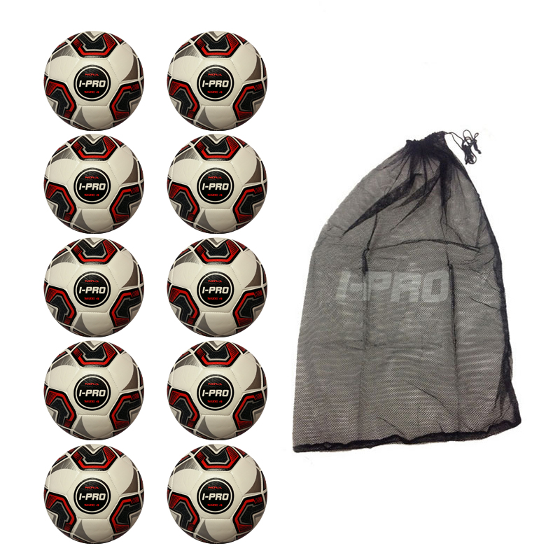 Net of 10 iPro Nova Training Footballs with High Performance Coating (White)